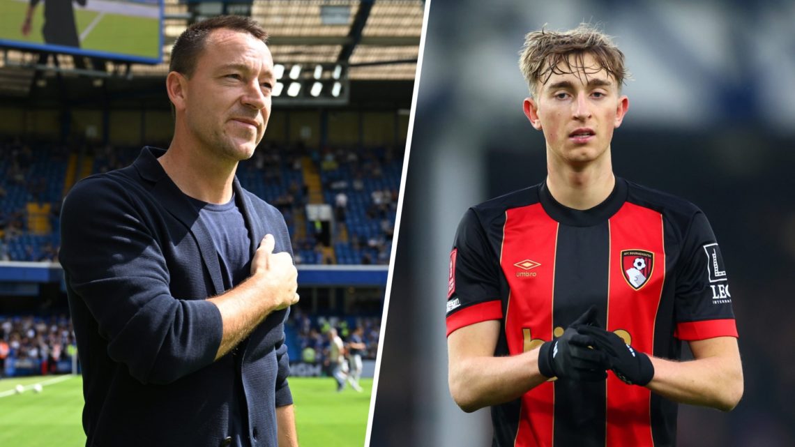 Split image - John Terry at Chelsea's pre-season game vs Inter Milan, Dean Huijsen during Bournemouth vs Everton in FA Cup