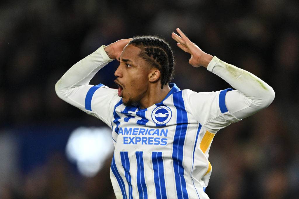 Joao Pedro celebrates scoring a penalty during Brighton & Hove Albion v Nottingham Forest - Emirates FA Cup Quarter Final