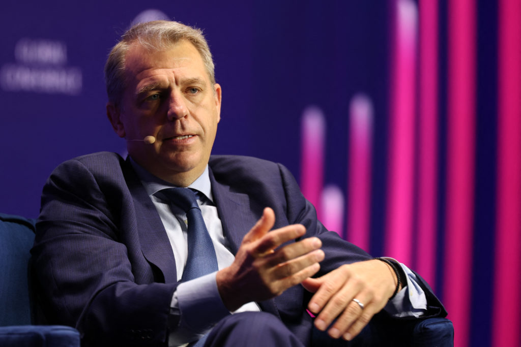 Chelsea chairman Todd Boehly speaks during the Milken Institute Global Conference in Beverly Hills, California on May 6, 2025