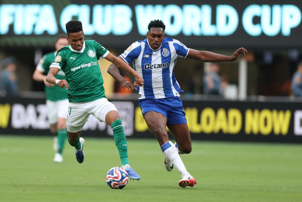 Palmeiras star Estevao Willian dribbling against Porto in the Club World Cup.