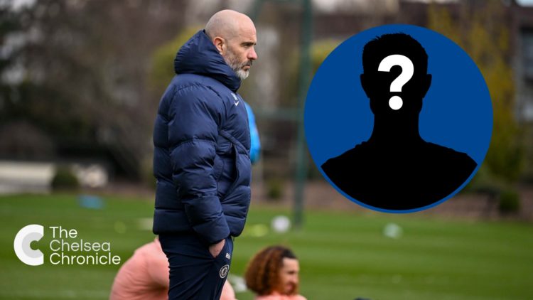 Enzo Maresca of Chelsea during a gym training session, inset mystery player