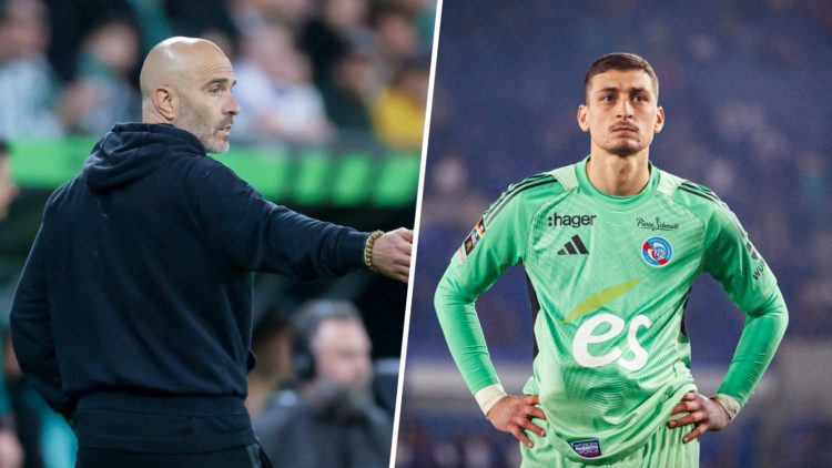 Enzo Maresca issues instructions during Real Betis Balompie v Chelsea FC - UEFA Conference League Final 2025. Djordje Petrovic looks dejected after...