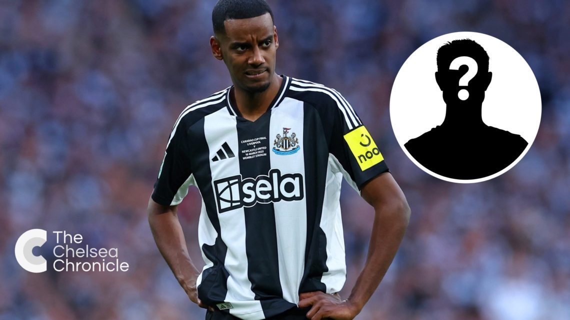 Alexander Isak looks on during Carabao Cup Final between Liverpool and Newcastle United, inset mystery player