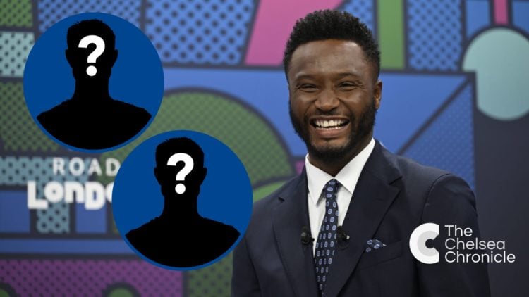John Obi Mikel during the UEFA Champions League 2023/24 Quarter-finals And Semi-finals Draw, inset mystery player x2