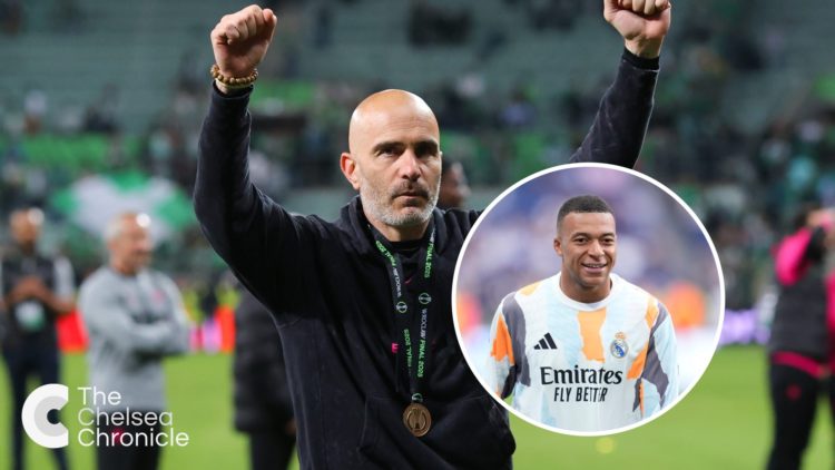 Enzo Maresca celebrates after Real Betis Balompie v Chelsea FC - UEFA Conference League Final 2025.Kylian Mbappe warming up ahead of Real Madrid V ...
