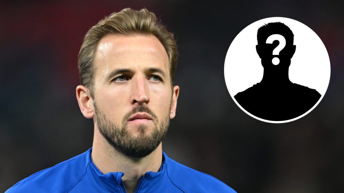 England captain Harry Kane in a Euro 2024 qualifier. Inset, mystery football player