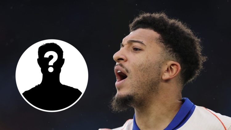 Jadon Snacho playing for Chelsea against Leicester City in the Premier League. Inset, mystery football player