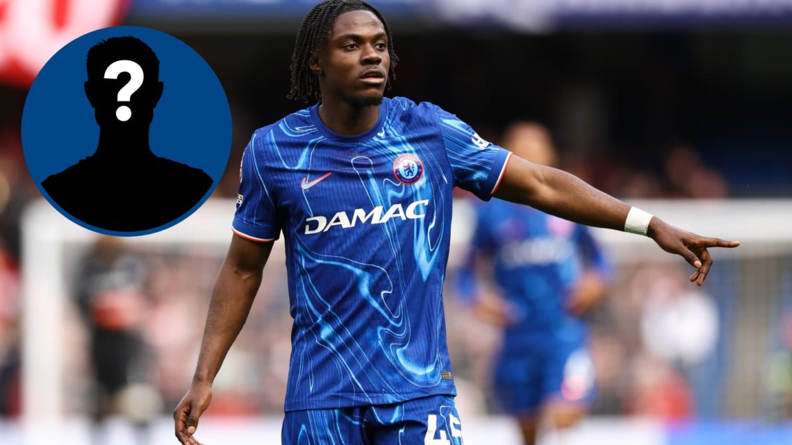 Romeo Lavia in action during Chelsea FC v Liverpool FC, inset mystery player