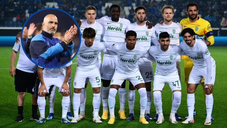 Sporting Lisbon players take team photo, inset Enzo Maresca applauds fans after Chelsea's win against Manchester United