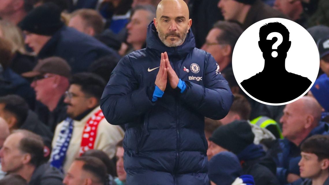 Enzo Maresca reacts during match between Chelsea and Arsenal, inset mystery player