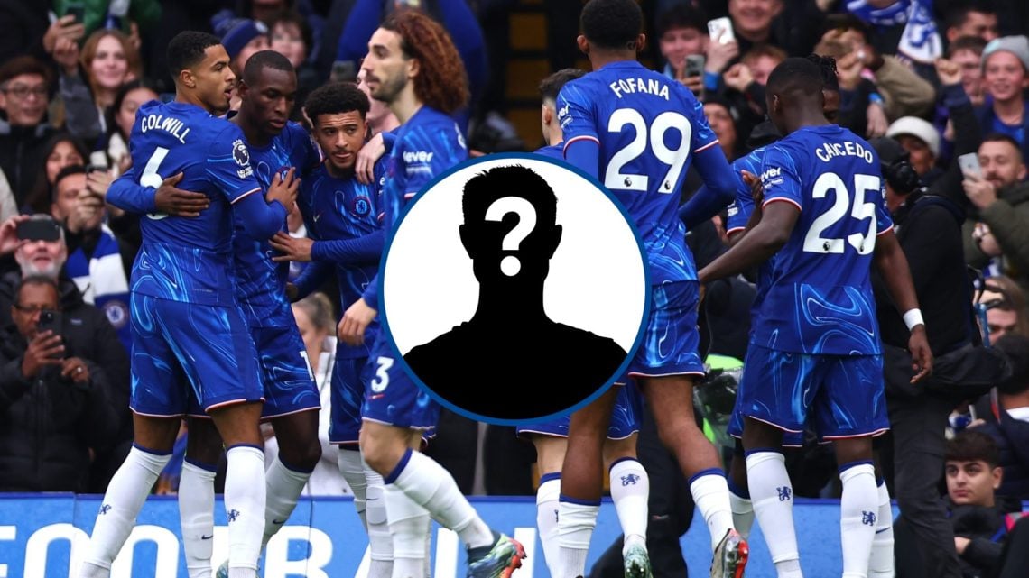 Nicolas Jackson of Chelsea celebrates scoring, inset mystery player