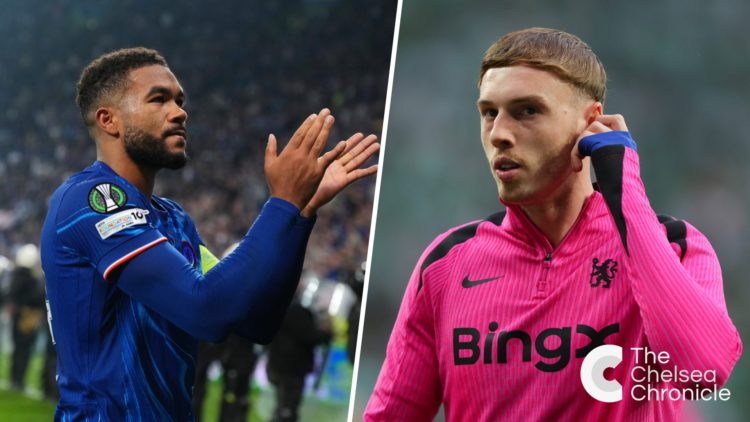 Reece James applauds the fans after Real Betis Balompie v Chelsea FC - UEFA Conference League Final 2025. Cole Palmer warms up ahead of Real Betis ...