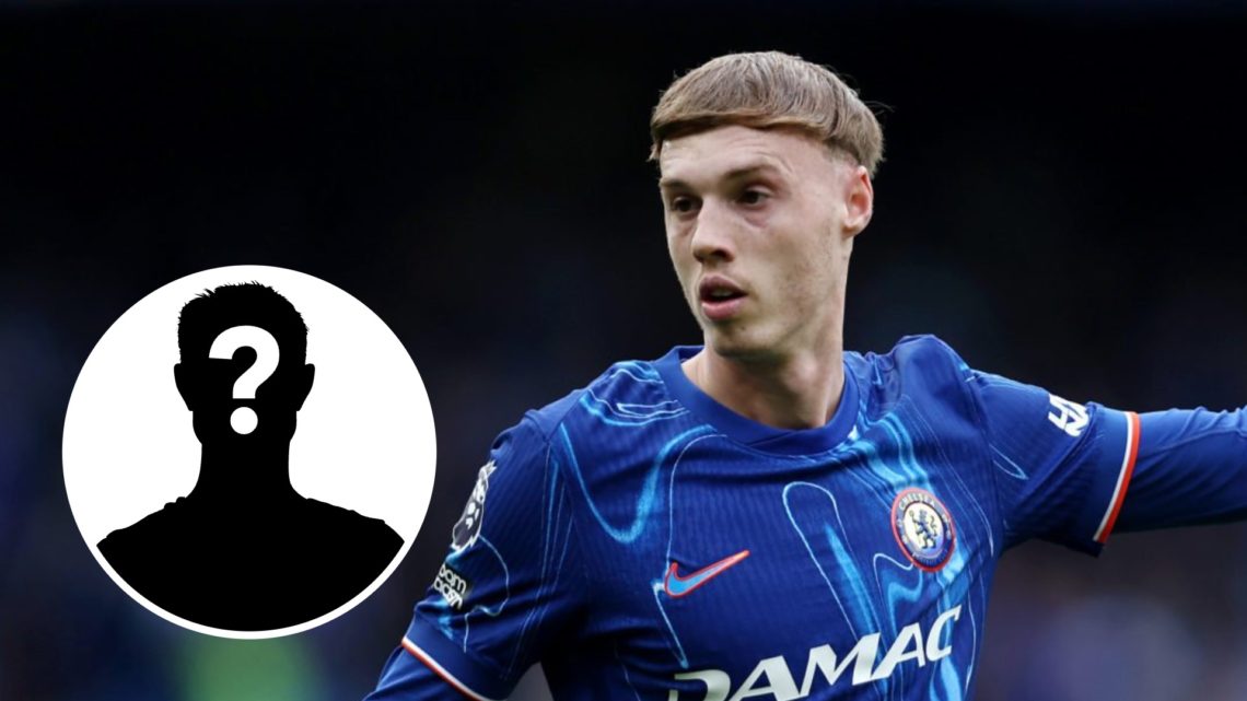 Cole Palmer playing for Chelsea in the Premier League. Inset, mystery football player