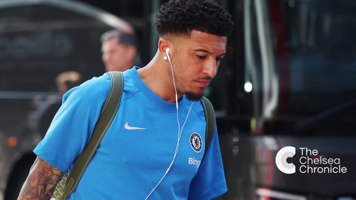 Chelsea winger Jadon Sancho arriving for game against Brentford