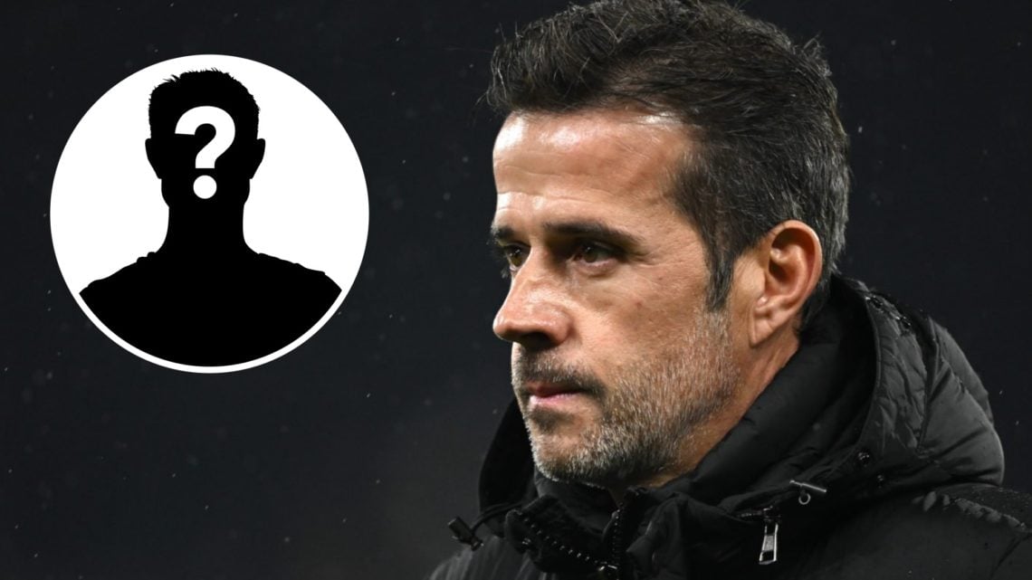 Fulham manager Marco Silva looks on during a Premier League match. Inset, mystery football player