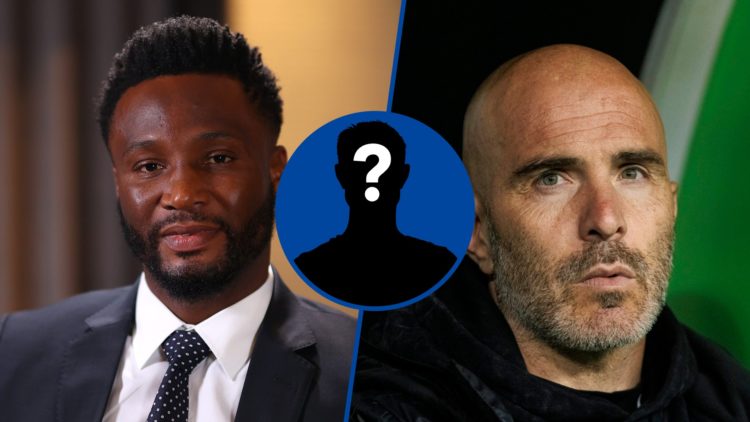 Split image - John Obi Mikel gives interview during Player and Legends Interviews and Enzo Maresca during Real Betis v Chelsea, inset mystery player