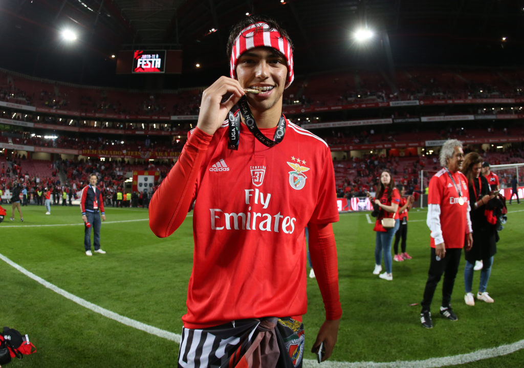 Joao Felix celebrates with a medal after SL Benfica v CD Santa Clara - Primeira Liga
