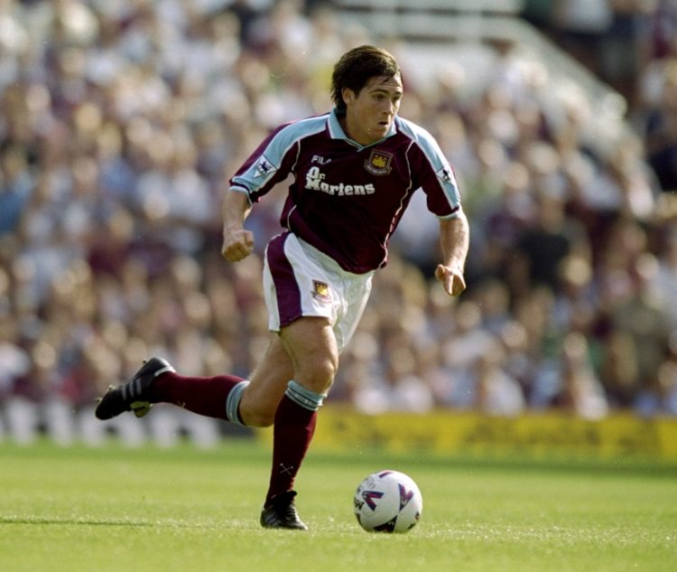 11 Sep 1999: Frank Lampard of West Ham on the ball during his team's 1-0 Premiership victory against Watford. The match was played at Upton Park, L...