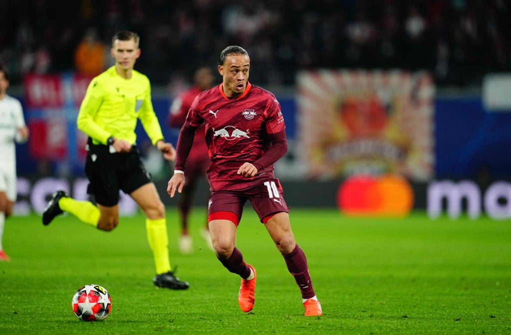 Xavi Simons playing for RB Leipzig against Sporting Lisbon in the Champions League.