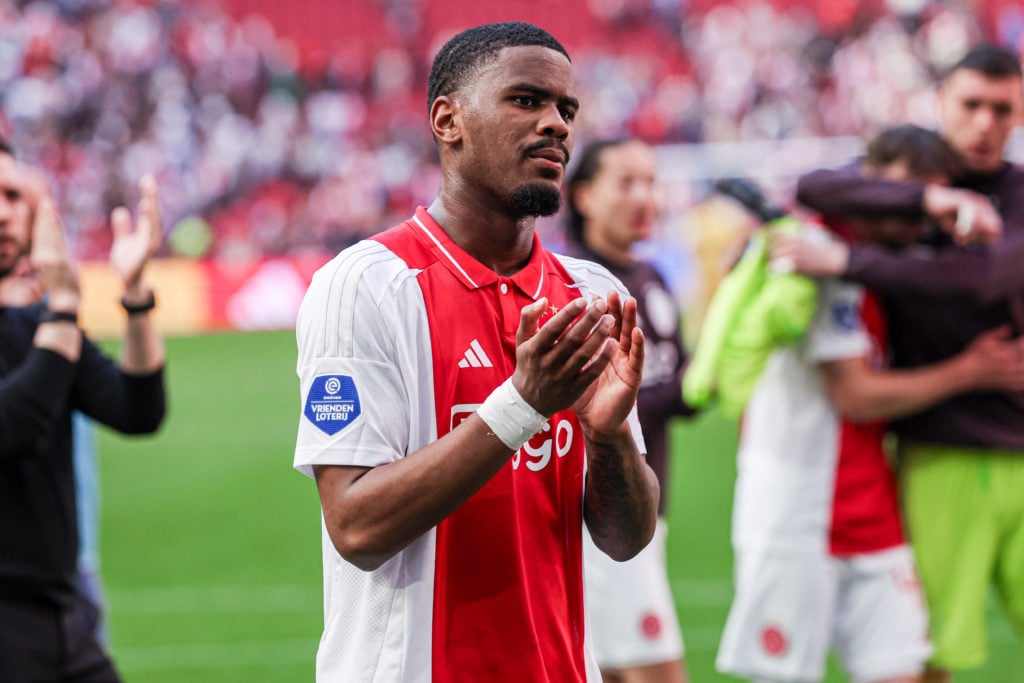 Jorrel Hato applauds supporters after AFC Ajax v Sparta Rotterdam - Eredivisie