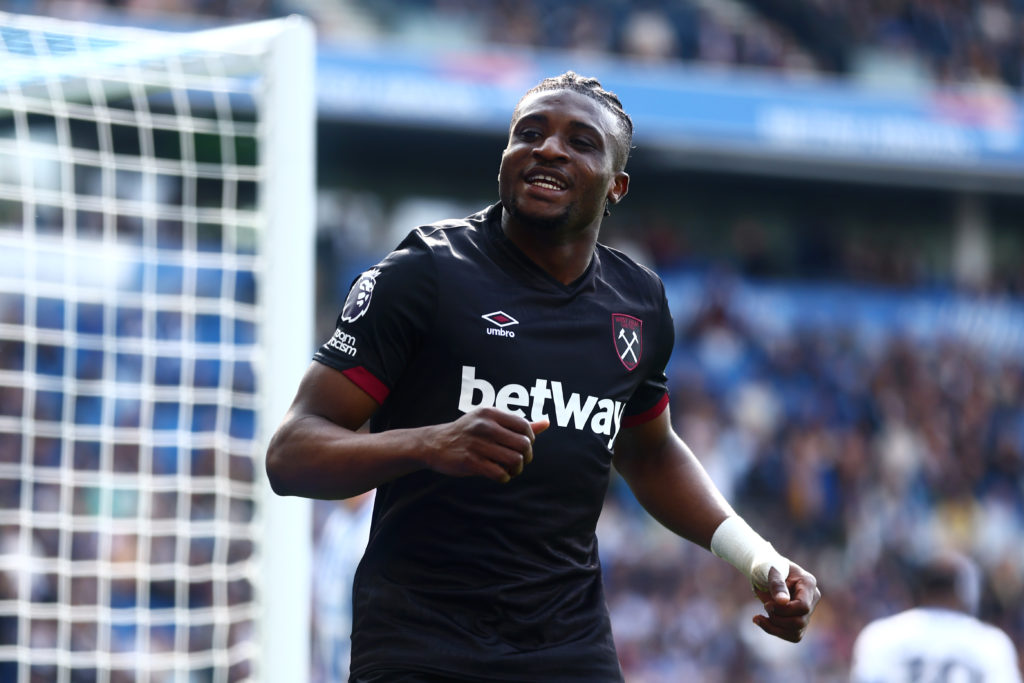 Mohammed Kudus celebrates scoring during Brighton & Hove Albion FC v West Ham United FC - Premier League