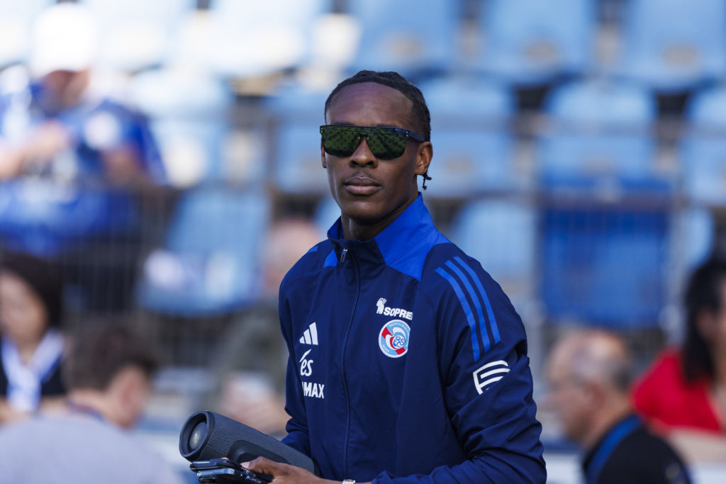 Strasbourg striker Emanuel Emegha before game
