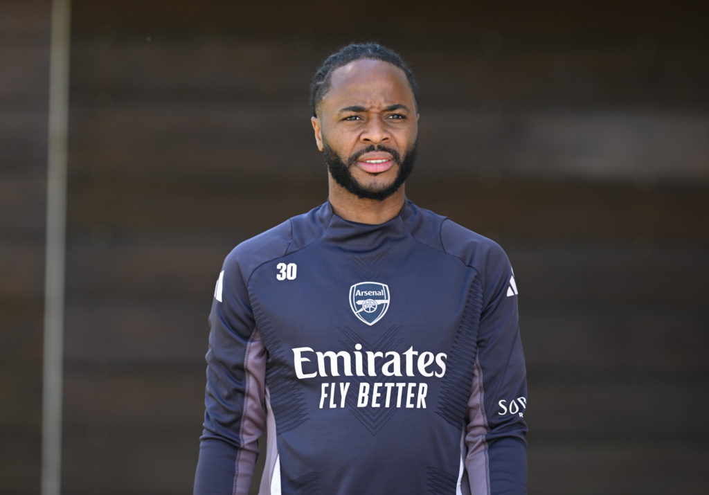 Raheem Sterling in a training session for Arsenal.