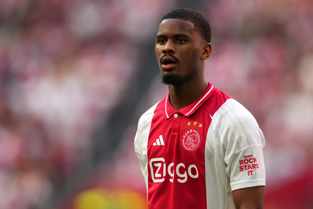 Jorrel Hato looks on during AFC Ajax v NEC - Eredivisie