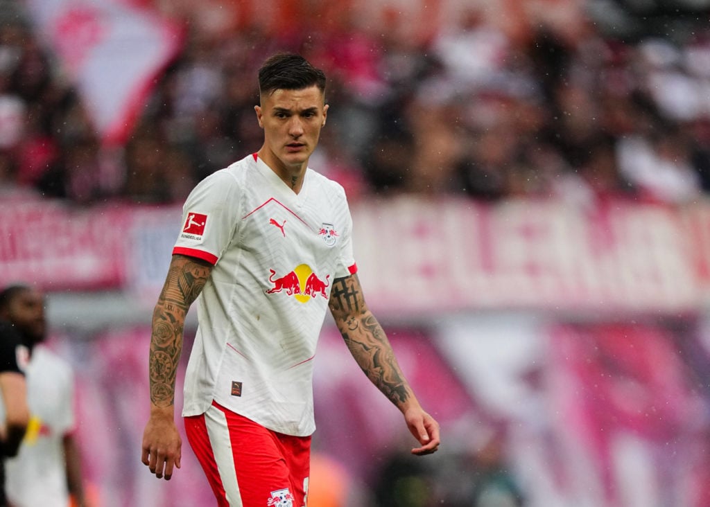 Benjamin Sesko looks on during RB Leipzig v VfB Stuttgart - 1. Bundesliga