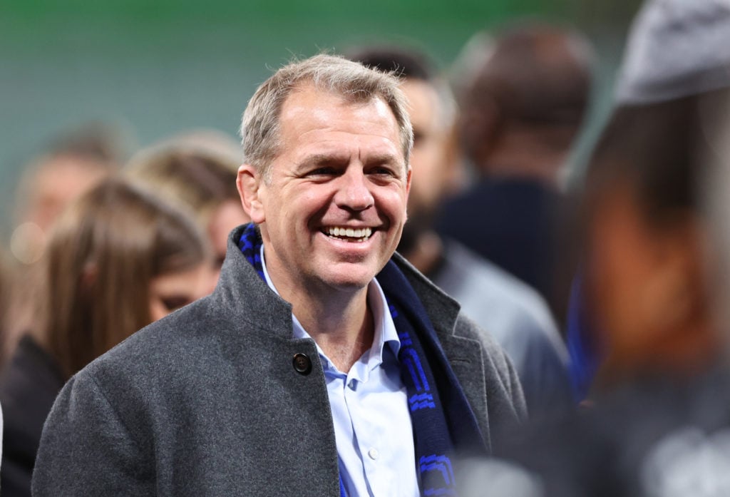 Todd Boehly celebrates Chelsea beating Real Betis in the Conference League final.