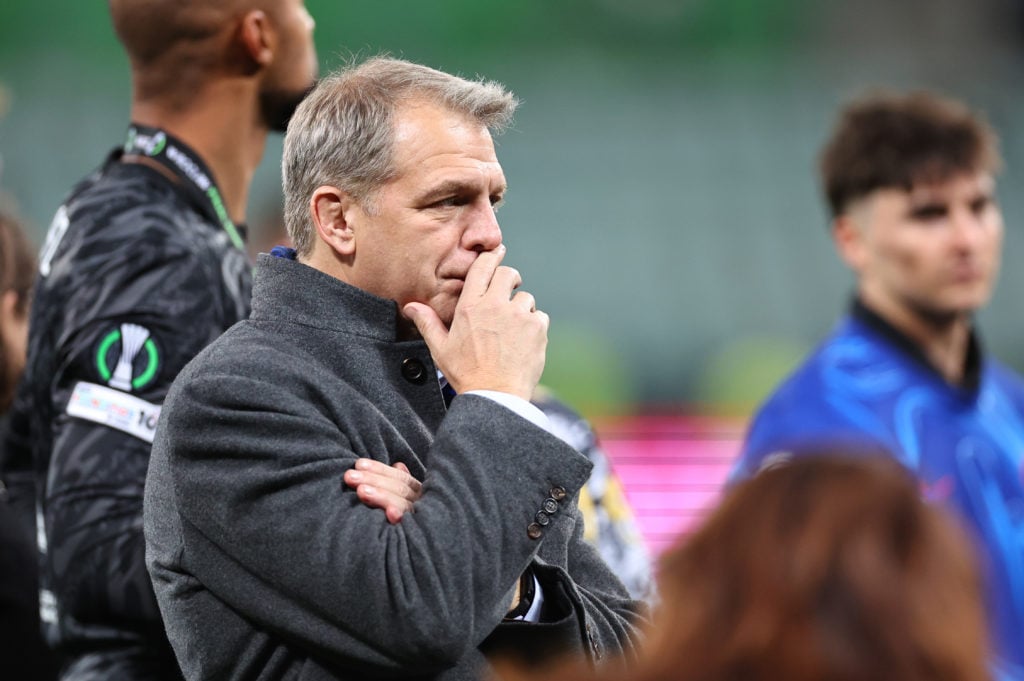 Todd Boehly looks on after Real Betis Balompie v Chelsea FC - UEFA Conference League Final 2025