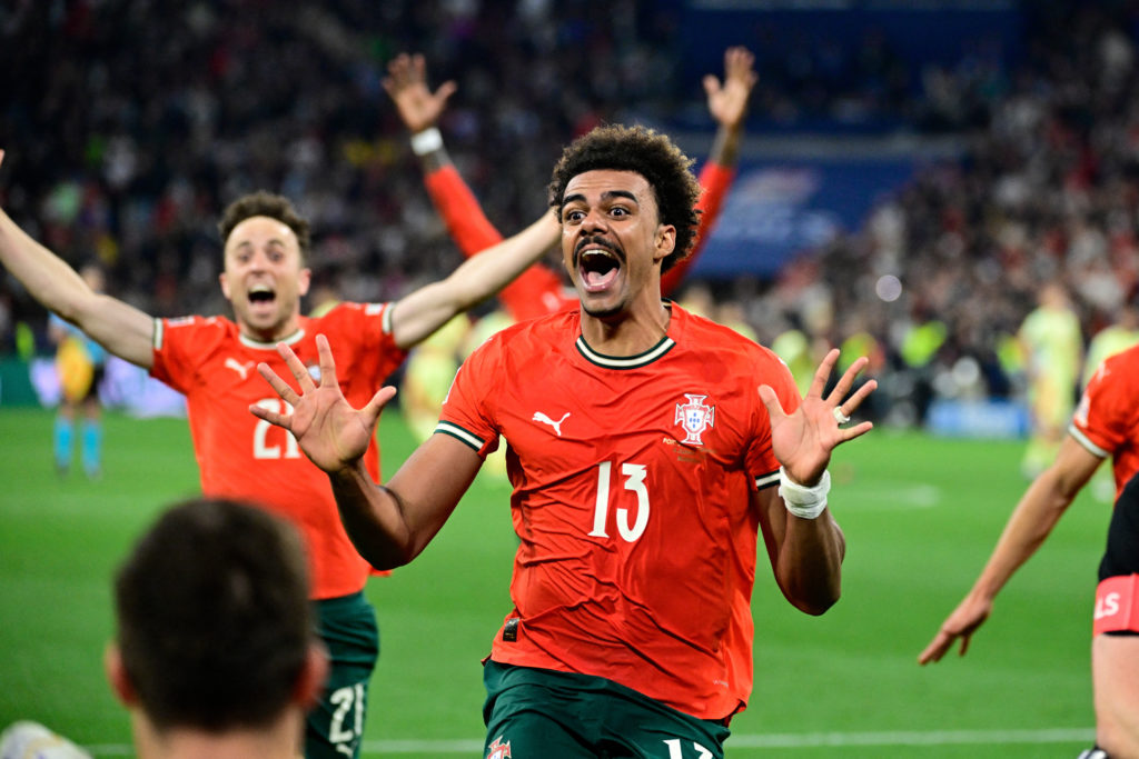 Renato Veiga celebrates victory in the Nations League final of Portugal vs Spain