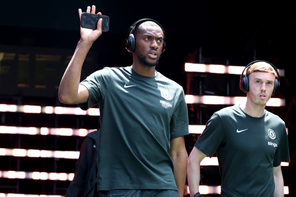 Tosin Adarabioyo and Cole Palmer check the pitch before Flamengo against Chelsea at the Club World Cup.