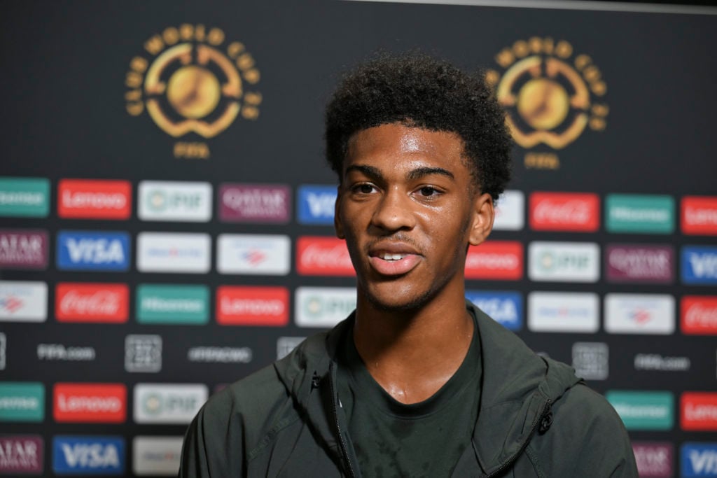 Josh Acheampong speaks to the media during Chelsea FC Training Press Conference - FIFA Club World Cup 2025
