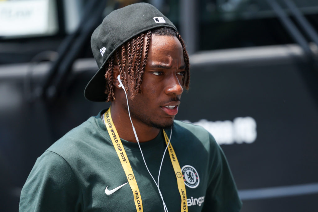 Chelsea winger Noni Madueke arrives ahead of the Club World Cup match against Benfica.