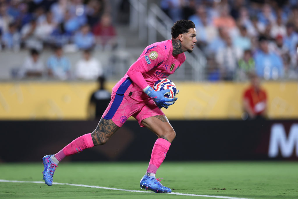 Manchester City goalkeeper Ederson playing against Al-Hilal at the Club World Cup.