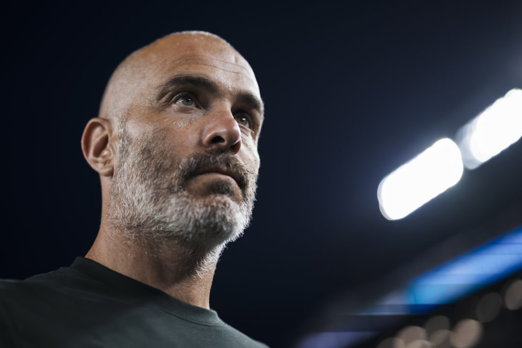 Enzo Maresca, head coach of Chelsea FC, looks on prior to Chelsea's Club World Cup tie vs Palmeiras