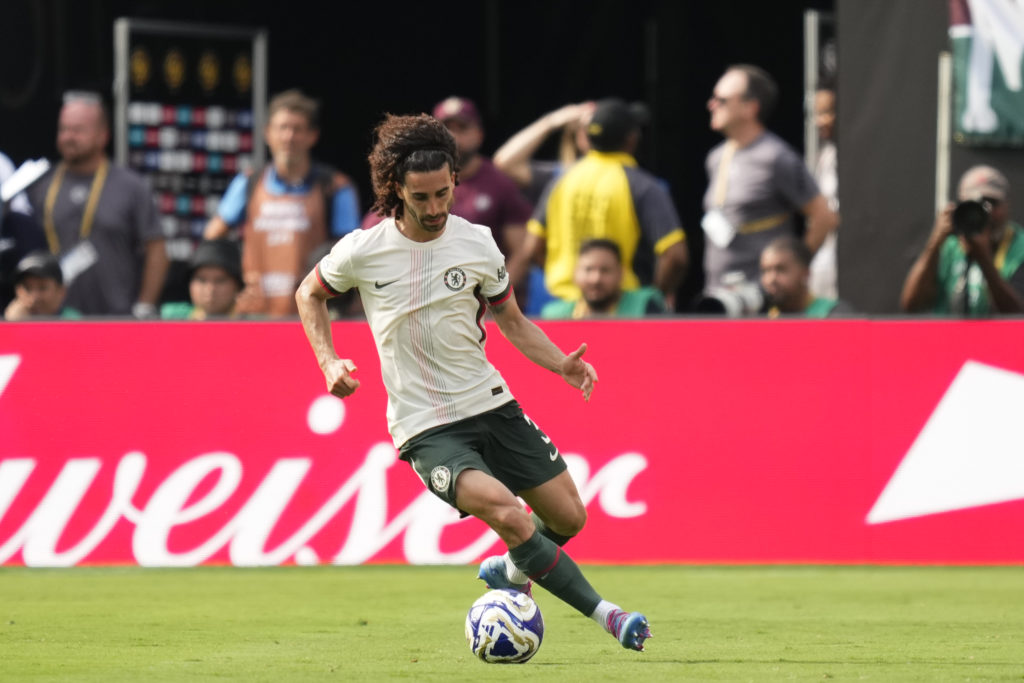 Marc Cucurella in action during Fluminense FC v Chelsea FC: Semi Final - FIFA Club World Cup 2025