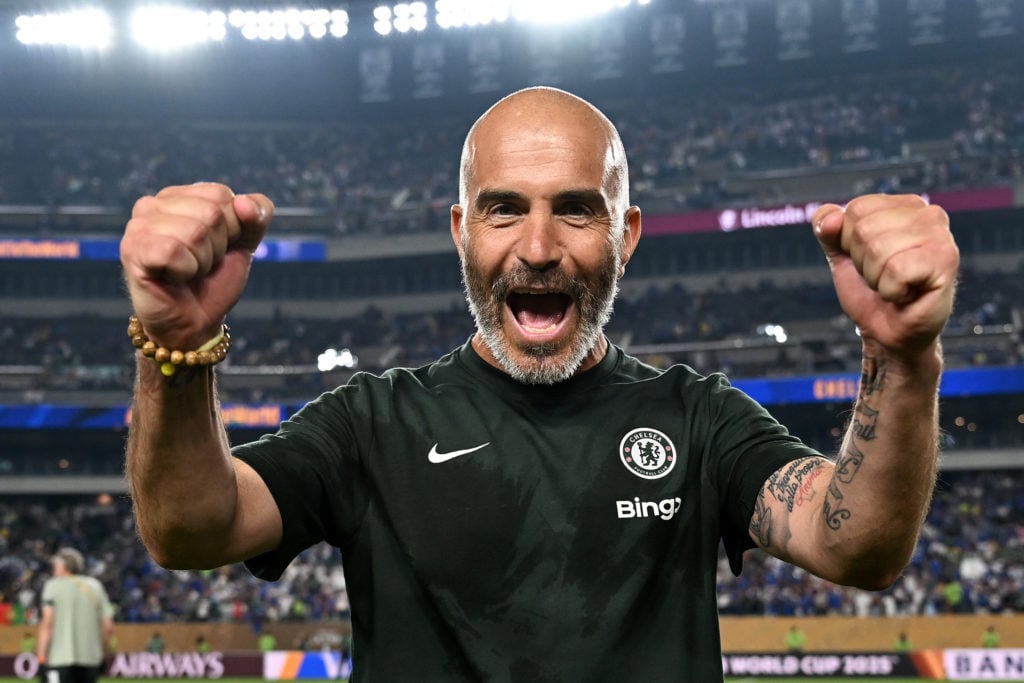 Enzo Maresca celebrates victory after SE Palmeiras v Chelsea FC: Quarter Final - FIFA Club World Cup 2025