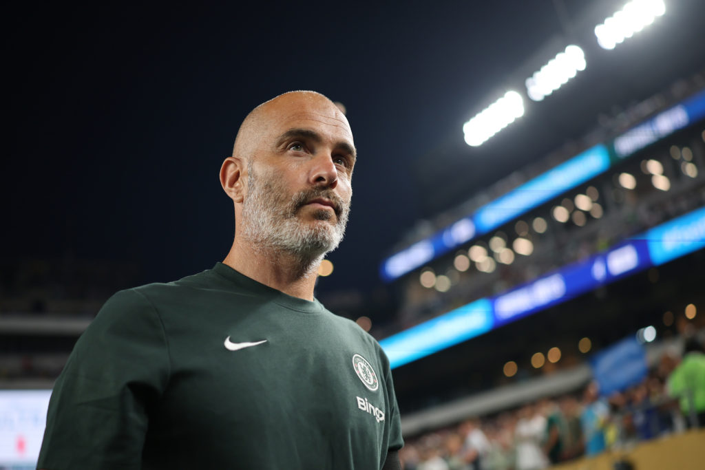 Enzo Maresca looks on during SE Palmeiras v Chelsea FC: Quarter Final - FIFA Club World Cup 2025