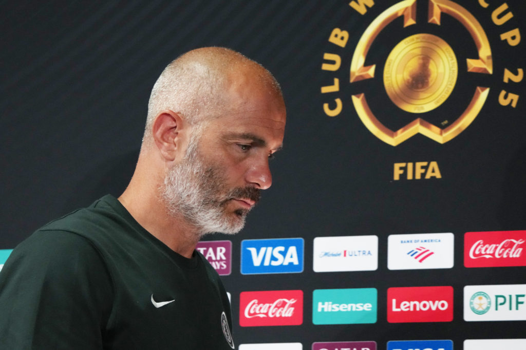 Enzo Maresca heads to speak to the media during Chelsea FC Training Session And Press Conference - FIFA Club World Cup 2025