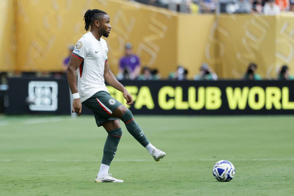 Christopher Nkunku playing for Chelsea against Fluminense in the Club World Cup semi-final match.