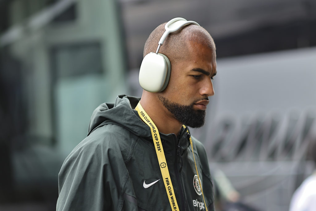 Robert Sánchez of Chelsea FC arrives at the stadium prior to the FIFA Club World Cup final against Paris Saint-Germain.