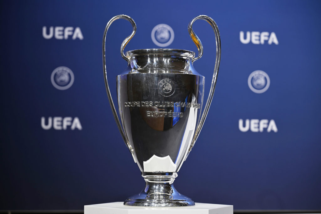 Champions League trophy on display during UEFA Champions League 2025/26 Third Qualifying Round Draw