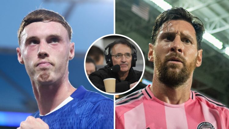 Picture one Cole Palmer playing for Chelsea at the Club World Cup. Picture two Lionel Messi playing for Inter Miami at the Club World Cup. Inset, P...