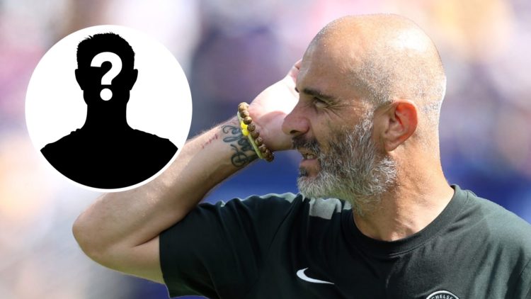 Chelsea manager Enzo Maresca looks on during the Club World Cup final against Paris Saint-Germain. Inset, mystery football player