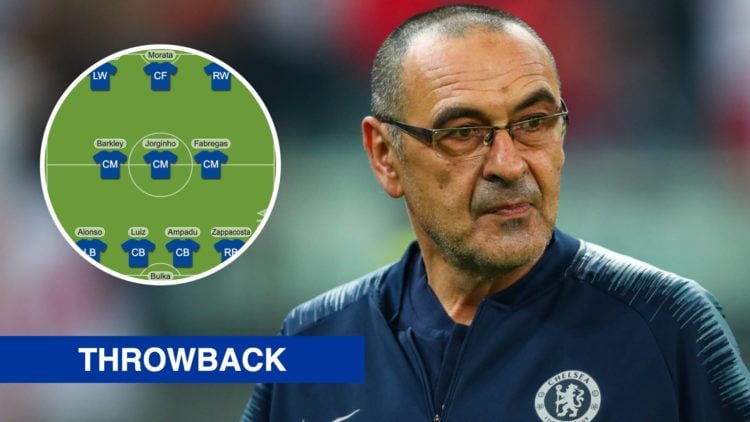 Maurizio Sarri as the Chelsea manager during the Europa League final against Arsenal. Inset, Chelsea's starting XI in a pre-season game against Per...