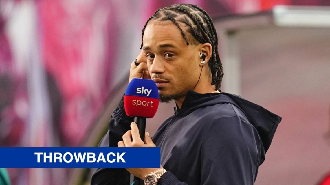 RB Leipzig star Xavi Simons holding microphone