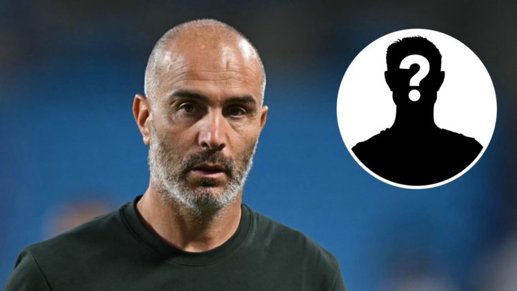 Chelsea manager Enzo Maresca at the Club World Cup match against Benfica. Inset, mystery football playerz