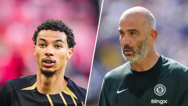 Hugo Ekitike looks on ahead of 1. FSV Mainz 05 v Eintracht Frankfurt - Bundesliga. Enzo Maresca looks on during Fluminense FC v Chelsea FC: Semi Fi...